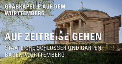 Startbildschirm des Filmes "Zeitreise mit Michael Hörrmann: Grabkapelle auf dem Württemberg"