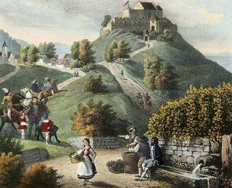 Württemberg mit Stammburg, Lithografie um 1840