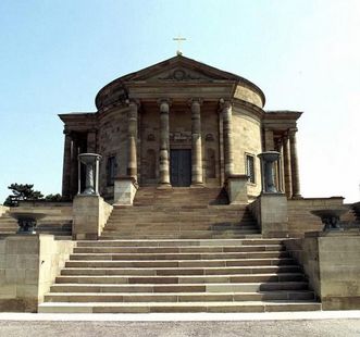 Front view of the Sepulchral Chapel on Württemberg Hill with its sweeping staircase